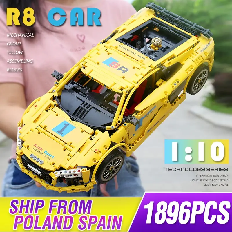 Скоростной гоночный автомобиль Mould King MOC серии высоких технологий R8 V10 модель