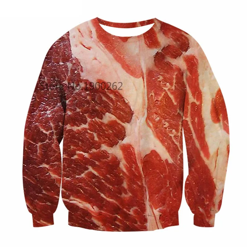 

2021 NEW style Raw Meat Funny 3d Print Men Women Streetwear Harajuku Fashion Sweatshirt