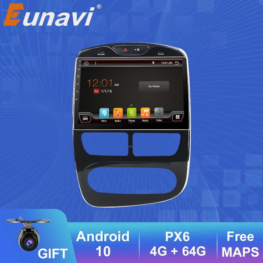 

Eunavi Car Radio For Renault Clio 2012-2016 Automatic Multimedia Video Audio Player GPS Navigation HD Screen DSP WIFI Android 10