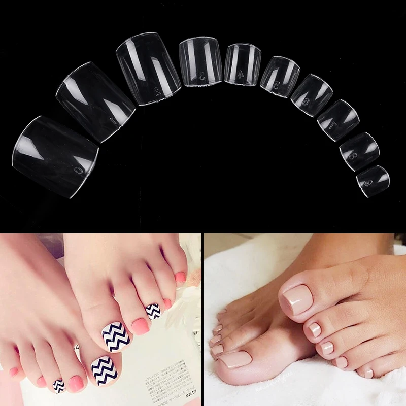 500 шт накладные Типсы для пальцев на ногах прозрачные белые цвета разные размеры