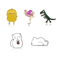 fashion animal enamel pin custom cat flamingo dinosaur bear duck brooches bag lapel pin cartoon fun badge jewelry gift