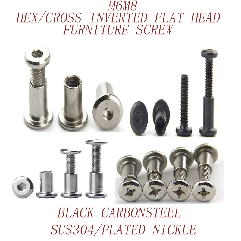 M6M8 SUS304 черная углеродистая сталь покрытая никелем Шестигранная перевернутая