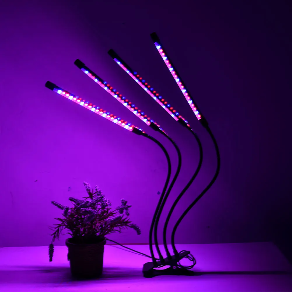 

72LED Plant Growth Light With Four Heads Clip USB Dimming Automatic Timing Desktop 360 Degree Adjustment Plant Growth Lamp