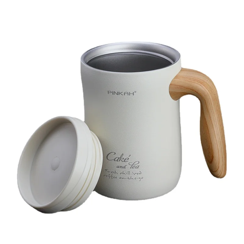 

New Arrival 470ML Vacuum Coffee Cup With Handle Insulation Mug Office Leakproof Tea Cup With Lid Household Milk Thermos HAPPYLIF
