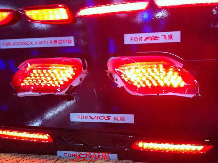july king new hot led brake red rear bumper fog lamp case for toyota vios 2008 2012 car brake lights night driving lights free global shipping