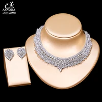 asnora luxury ladies jewelry set cubic zirconia necklace and earrings dubai bridal jewelry set parade party jewelry x 01147