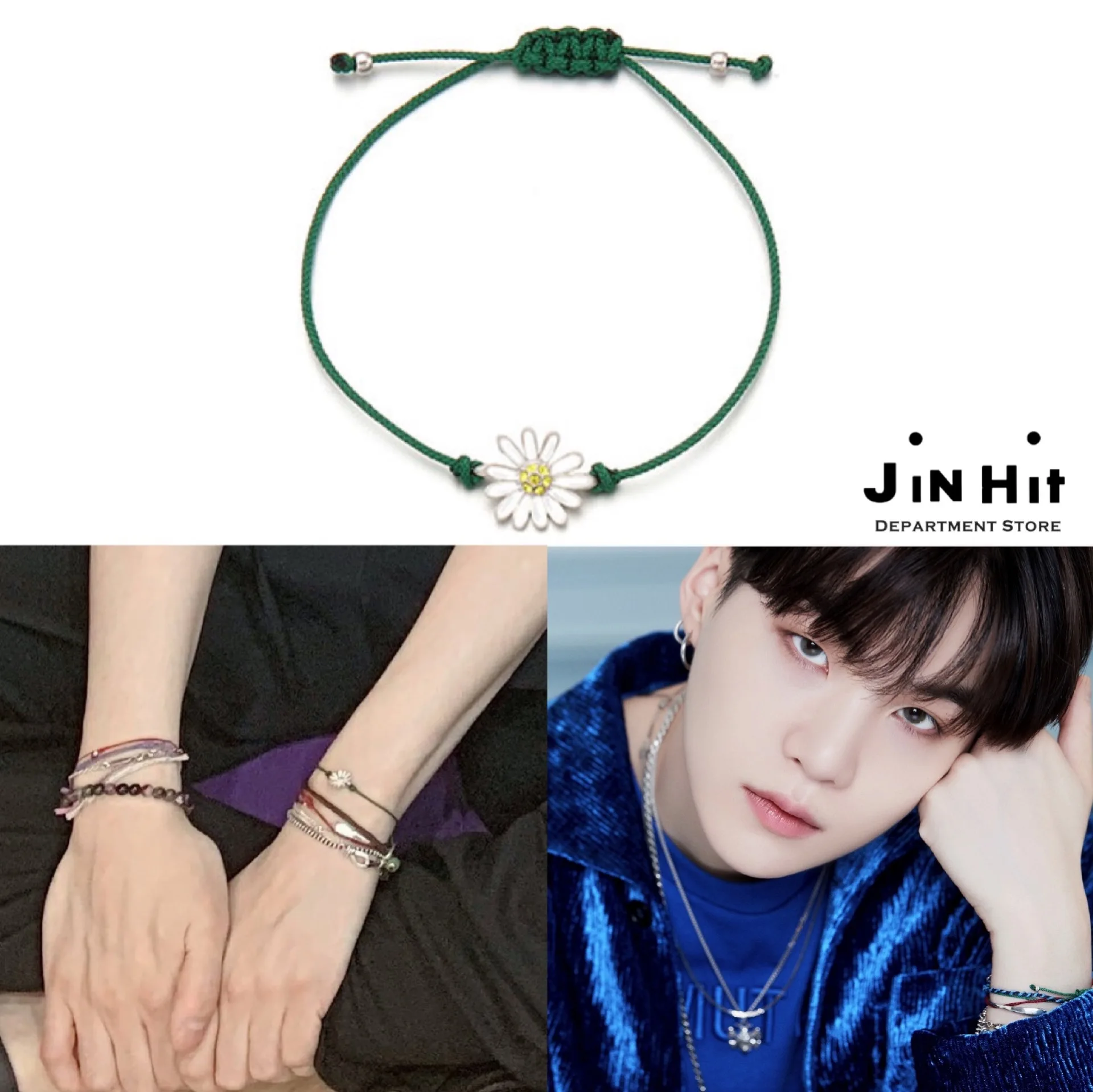 Kpop Bangtan Boys SUGA bracelet same paragraph daisy green wish rope men's | Bracelets