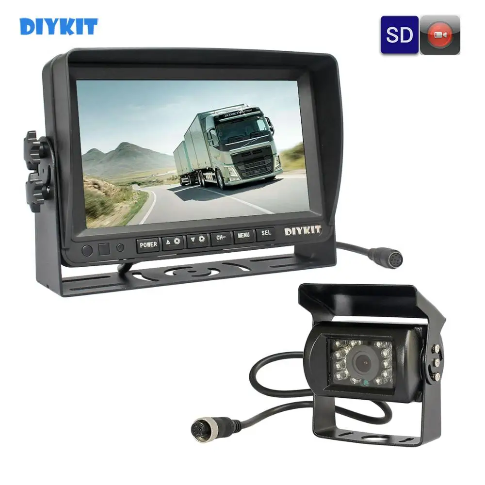DIYKIT AHD 7 дюймов ips экран автомобиля монитор заднего вида водонепроницаемый ИК 960P AHD камера Поддержка SD карты видео запись