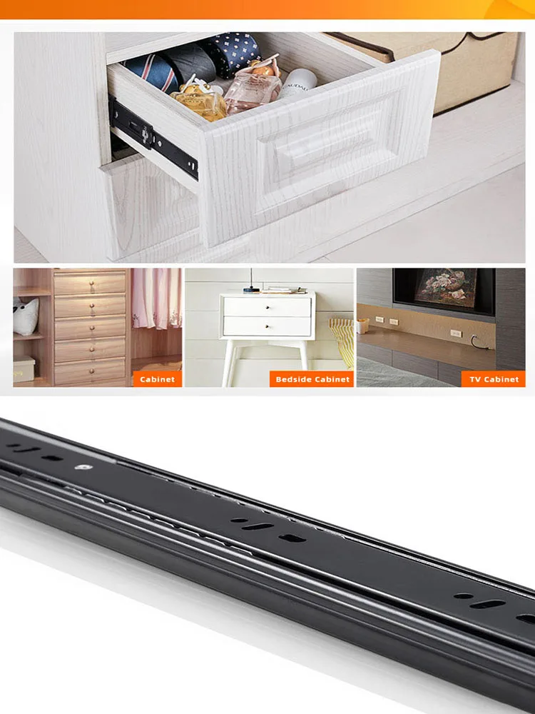 

Drawer Slides10" - 20" Soft Close Drawer Track Rail Sliding Three-Section Cabinet Slides Furniture Hardware Drawer Track