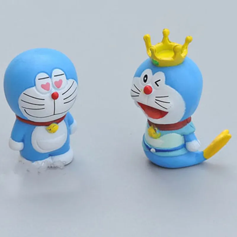 

8 Pcs/Set Kawaii Anime Doraemon Trumpet Pokonyan Cake Decoration Holiday Gift PVC Action Figure Collectible Model Toy 4CM X2627