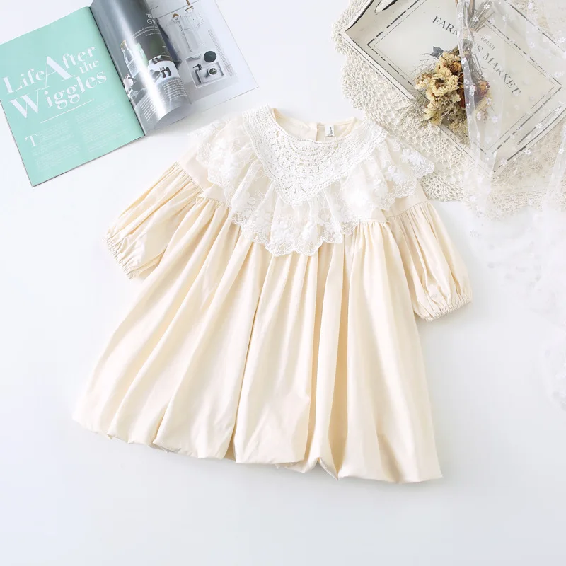 2020 New Spring Ins Girls Cotton Dress Fashion Long Sleeve Dresses Lace Collar Clothing | Детская одежда и обувь
