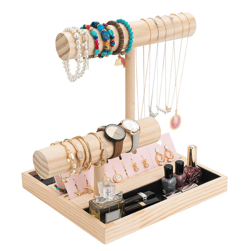 

Solid Wood Earring Holder Household Jewelry Storage Tray, Bracelet Holder, Ring Holder, Necklace Display Stand