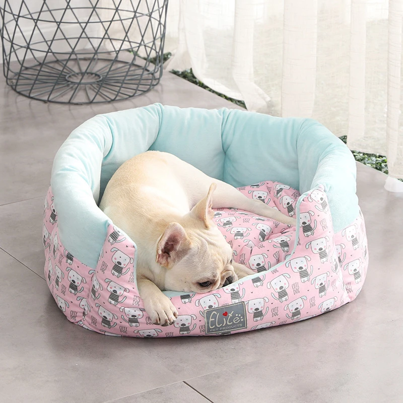 Мягкая длинная плюшевая кровать для кошки зеркальная круглая домашних питомцев