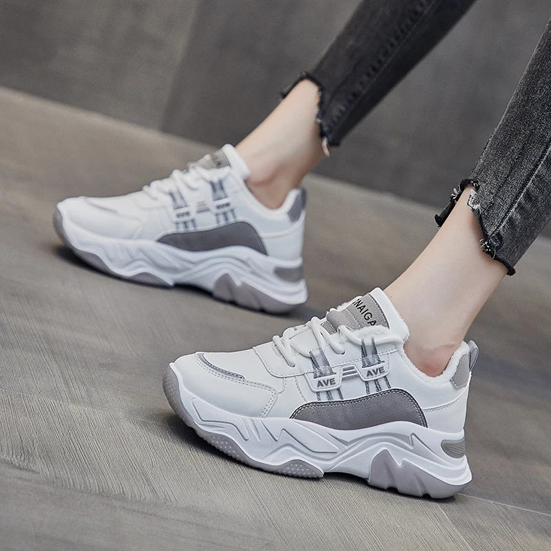 

2021 New Arrival Sneakers Women's Pu Leather Flats Shoes Designer Trendy Fashion Casual Shoes Color Matching Harajuku style Mesh