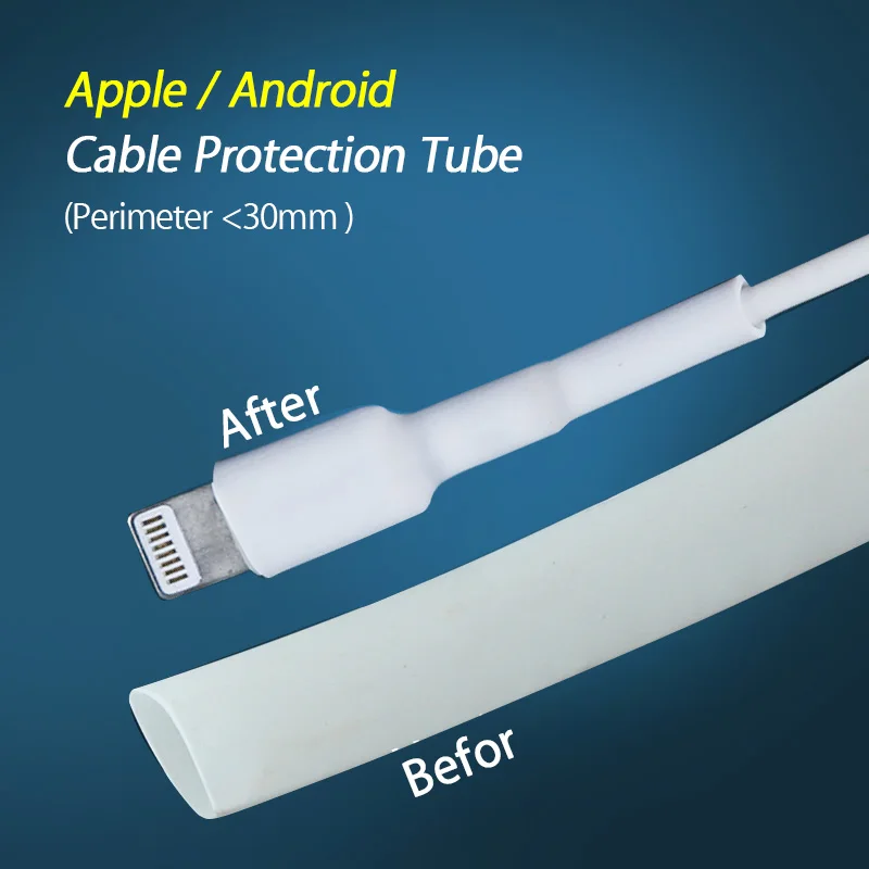 Термоусадочная трубка 1 м 3:1 белая для iPhone5/6/ipad USB Android кабель провод изоляция
