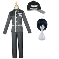 new dangan ronpa shuichi saihara cosplay black costume danganronpa v3 hat top pants short wig halloween dress school uniform men