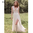 Простые Свадебные платья 2021 кружевное платье с v-образной горловиной в стиле Бохо садовое свадебное платье высокого Разделение кружева Bocide свадебное платье плюс размер халат вечер mariage