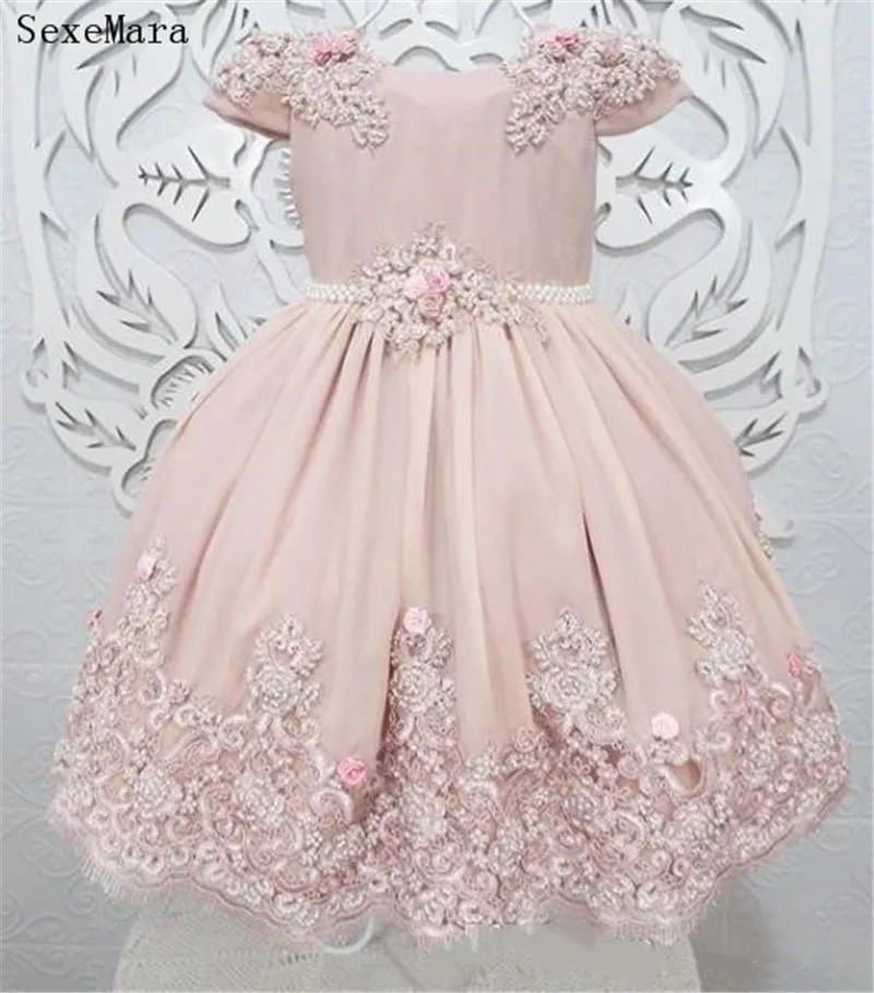SexeMara красивый розовый цветок платье с коротким цельнокроеным рукавом из тюля
