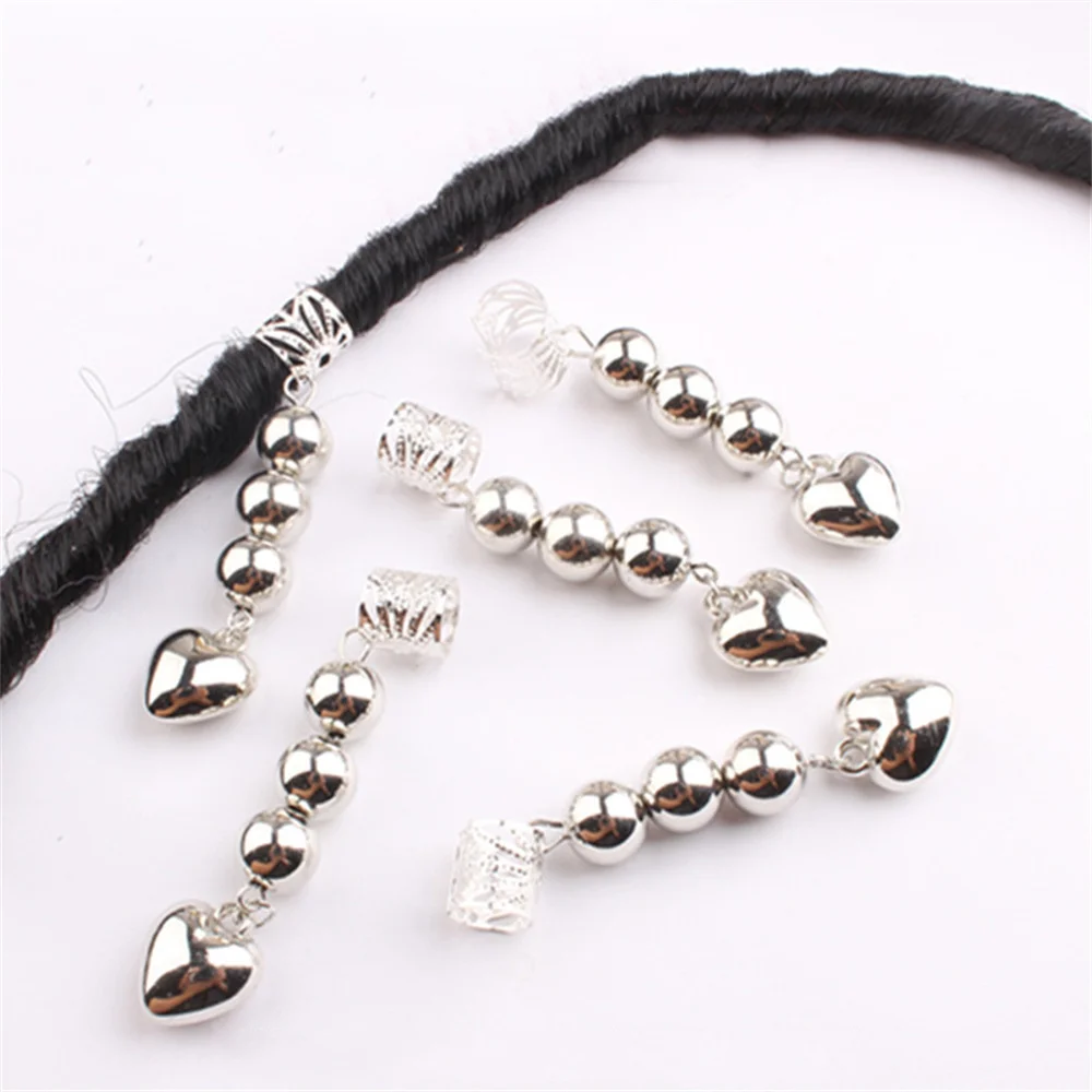 

5pcs Silver Gold Hair Braid Dreadlocks Bead Hair Ring Cuffs Dread Tube Charm Dreadlock Braid Extension Styling Tools Accessories