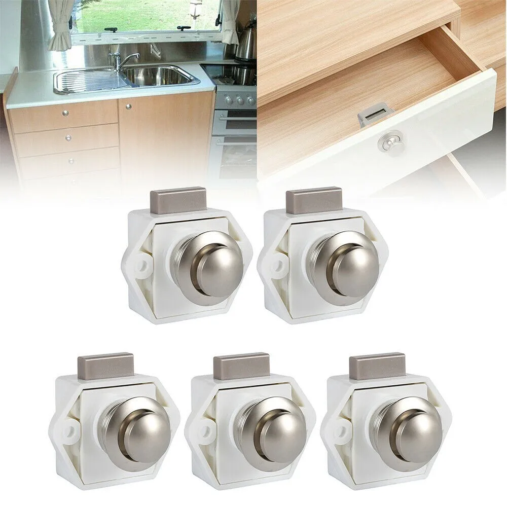 

5PCS Universal Push Button Catch Lock Latch Knob For Drawer Cupboard Door Cabinet Campervan RV Boat Car Accessories