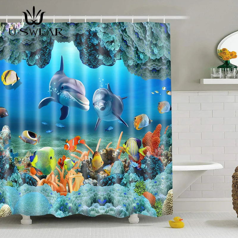 

Waterproof Shower Curtain for Bathroom Lovely Cartoon Print Bathroom Gadgets Bathtub Curtains Bathroom Curtain with 12 Pcs Hooks