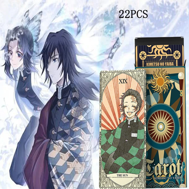 

22 Sheets Demon Slayer Print Kamado Tanjirou Nezuko People Logo Printing Paper Divination Destiny Tarot Board Game Card