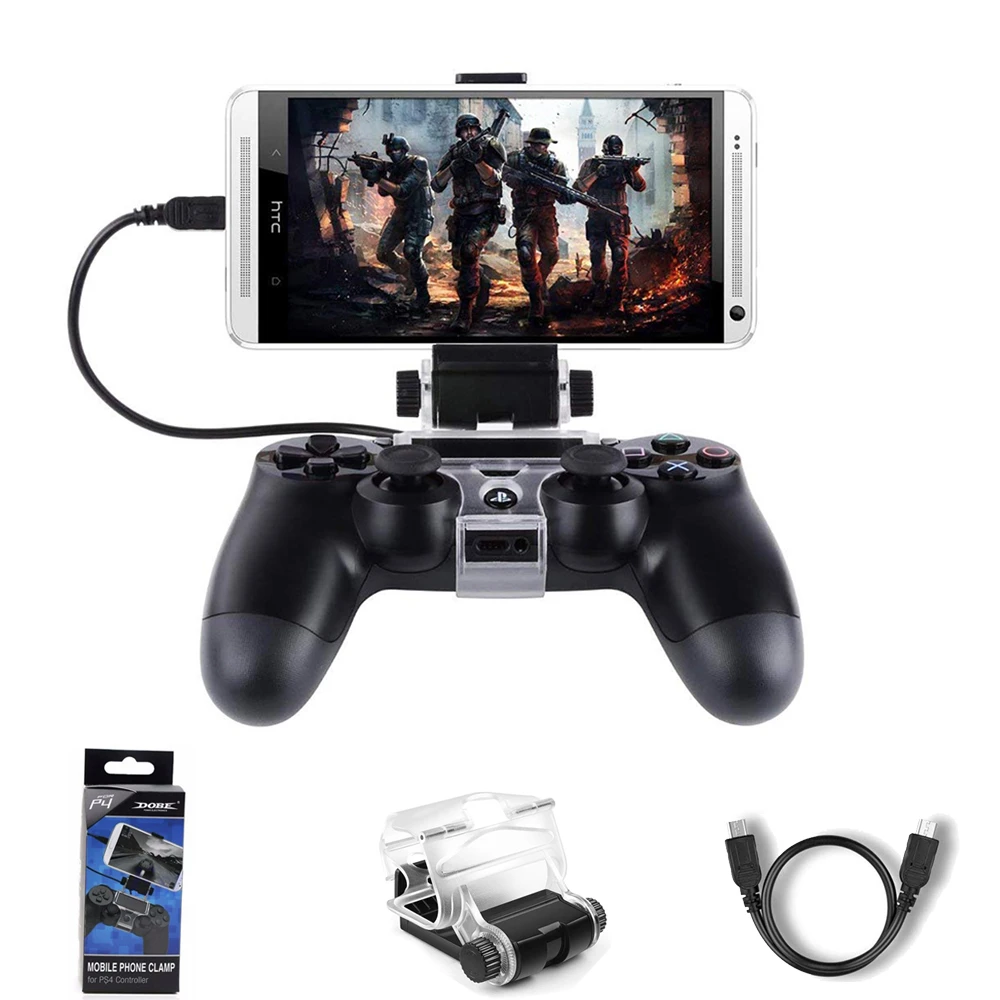

Mobile Cell Phone Stand For PS4 Controller Mount Hand Grip For PlayStation 4 Gamepad For Samsung S9 S8 Clip Holder With Cable