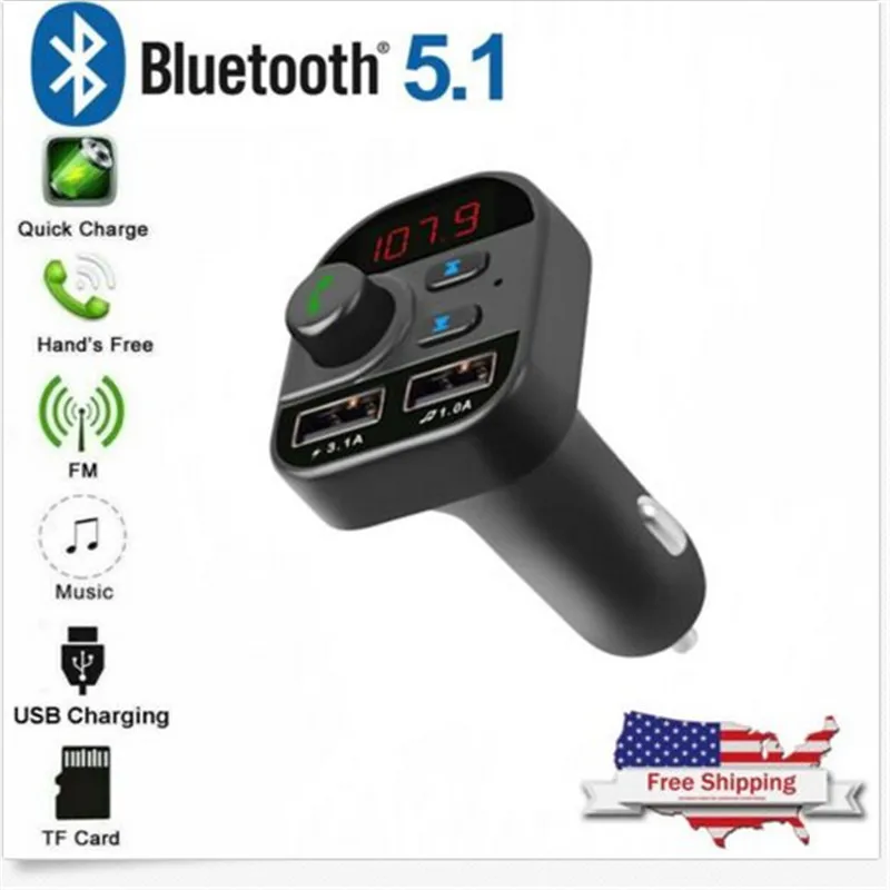 Автомобильный комплект громкой связи Bluetooth 5 1 FM передатчик mp3 плеер USB зарядное