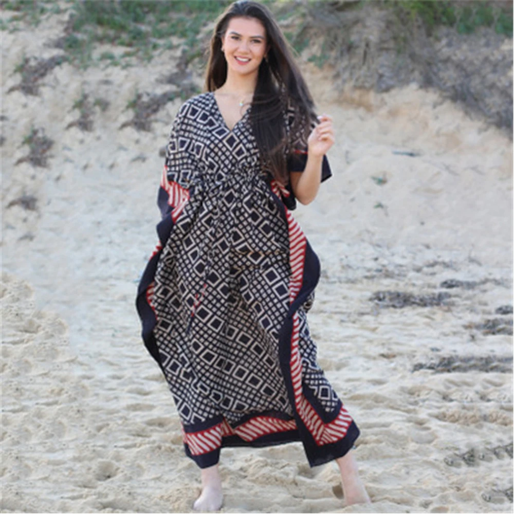 Женское пляжное платье накидка на бикини с принтом Повседневная пляжная туника