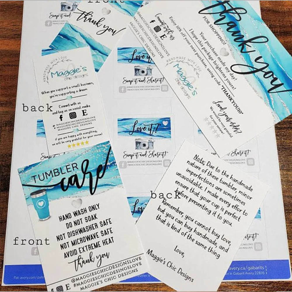 Персонализированный Бирюзовый шаблон для визитной карточки спасибо за ваш заказ