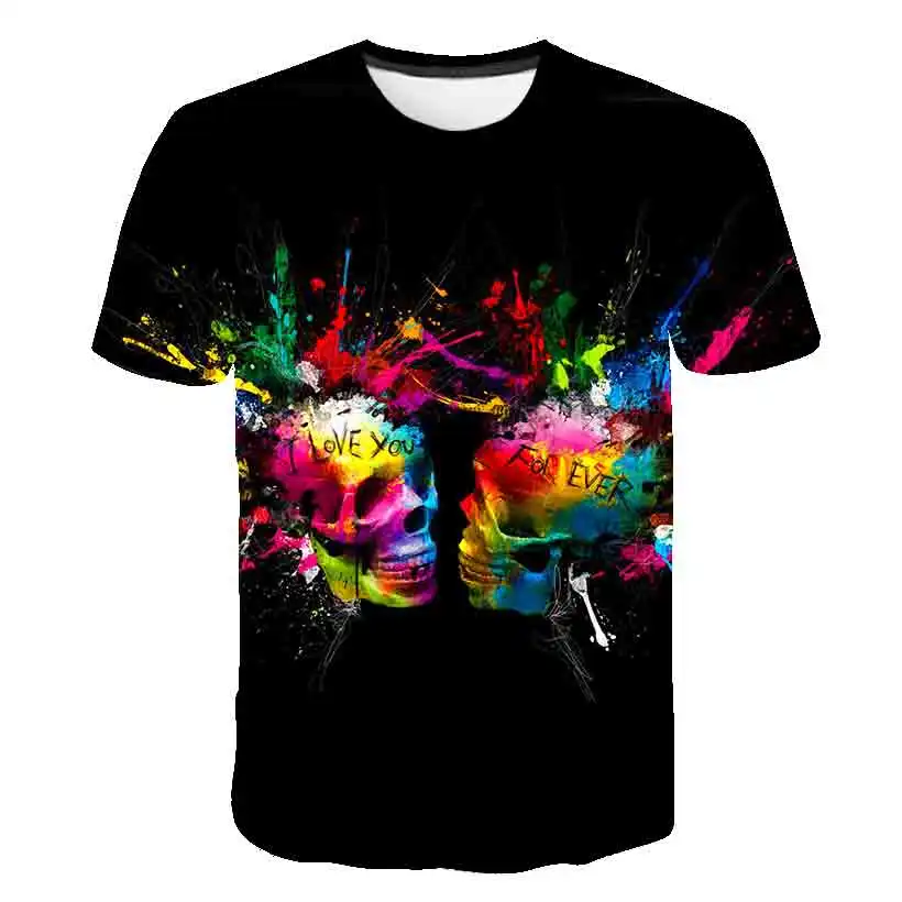 

20213D Punisher men's t-shirt boys fitness streetwear short sleeve t-shirt kids clothes