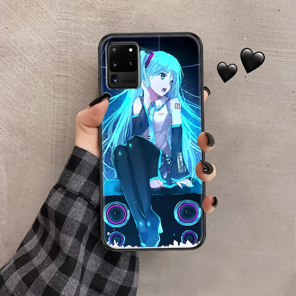 

Anime Miku Cute Hatsune Phone case For Samsung Galaxy Note 4 8 9 10 20 S8 S9 S10 S10E S20 Plus UITRA Ultra black 3D Etui fashion