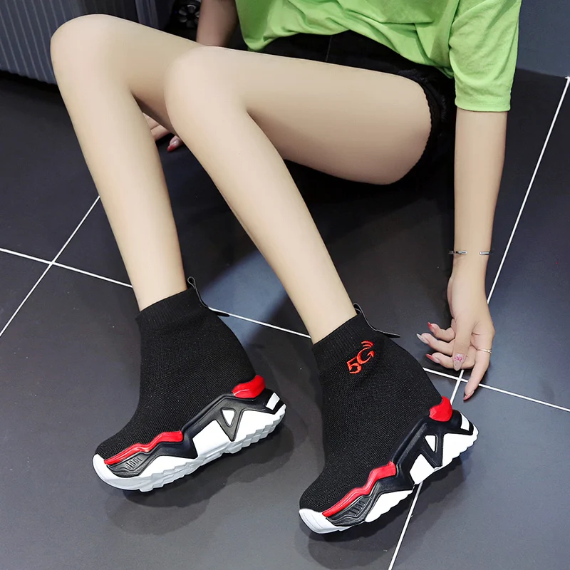 Женские ботинки носки коллекция 2019 года модная повседневная обувь на платформе и