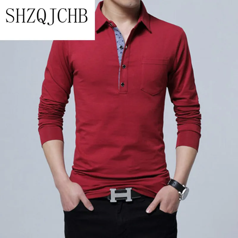 

Polo New Shirt Men Long Sleeve Cotton Polo Men Fashion Casual Slim Polo Shirts Male Plus Size Solid Tee Shirt Streetwear Full