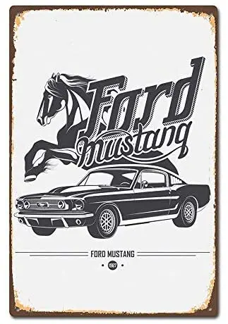 

Retro Ford Mustang Tin Sign Vintage Wall Poster Iron Painting Metal Plaque Sheet for Bar Cafe Garage Home Gift Birthday Wedding
