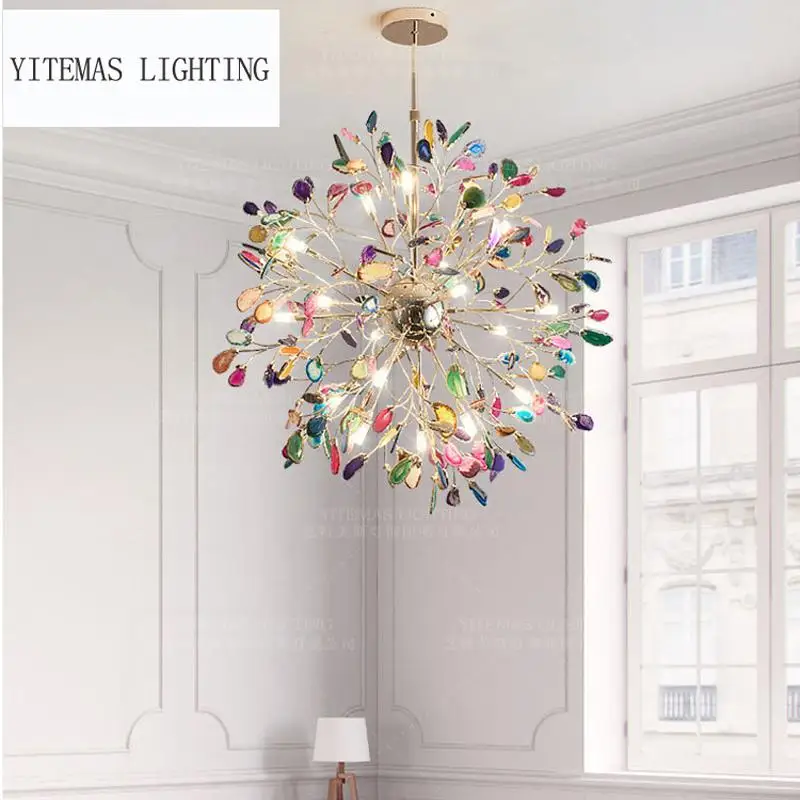 Круглая/Золотая/Современная светодиодный ная люстра агат