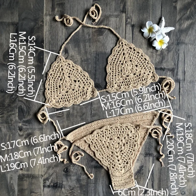 Ручная работа вязаное крючком искусственное пляжное микро купальники