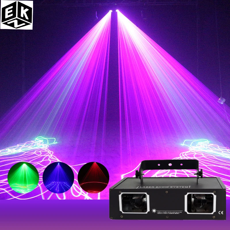 Laser light 2 heads laser RGB double hole lighting DMX512 effect lighting suitable for DJ party disco nightclub dance floor