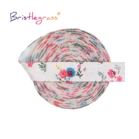 bristlegrass 2 5 10 yard 58 15mm floral print foldover elastic foe spandex satin band tape hair tie headband dress sewing trim