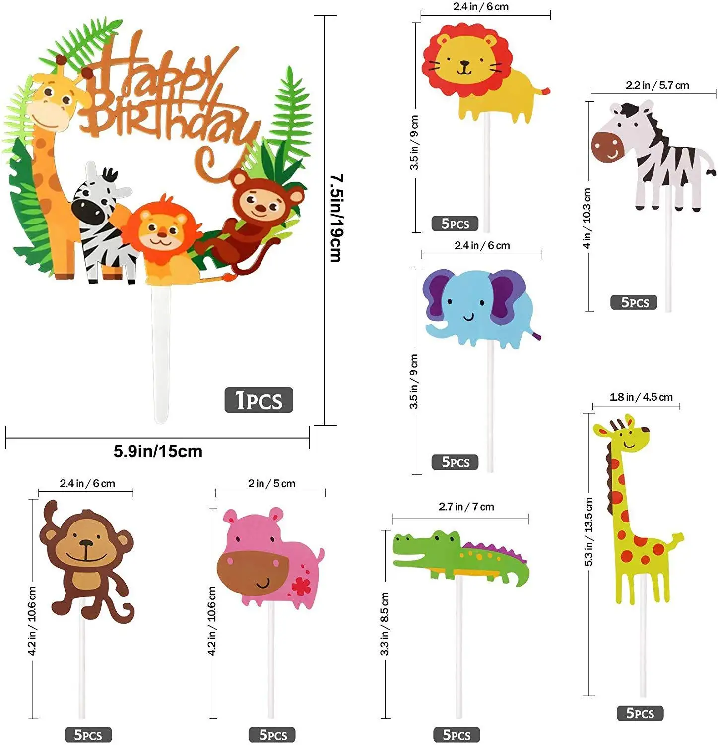 

Safari Animal Party Cake Cupcake Decoration Happy Birthday Banner Safari Baby Shower Jungle Party Balloons For Kids Birthday