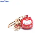 Милые японские брелоки с изображением кошки на удачу, украшение для сумки автомобиля, подвеска для ключей с колокольчиком и водяным звуком, очаровательные брелоки
