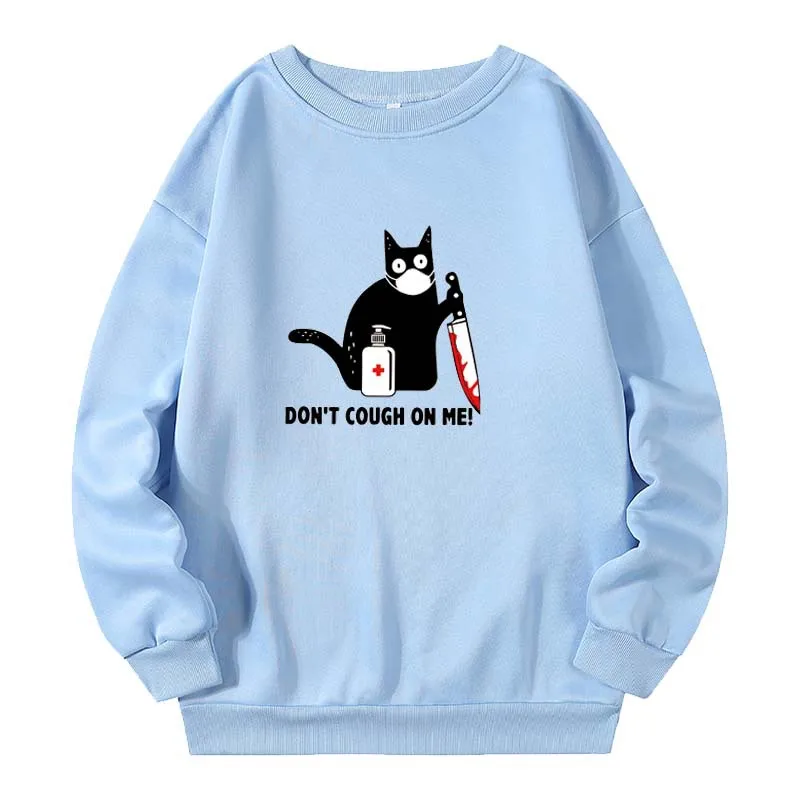 

Hoody Little Black Cat And Knife Sweatshirt Women's Oversized Kawai Casual Pullover Punk Cat Sweatshirt Unisex Suddera
