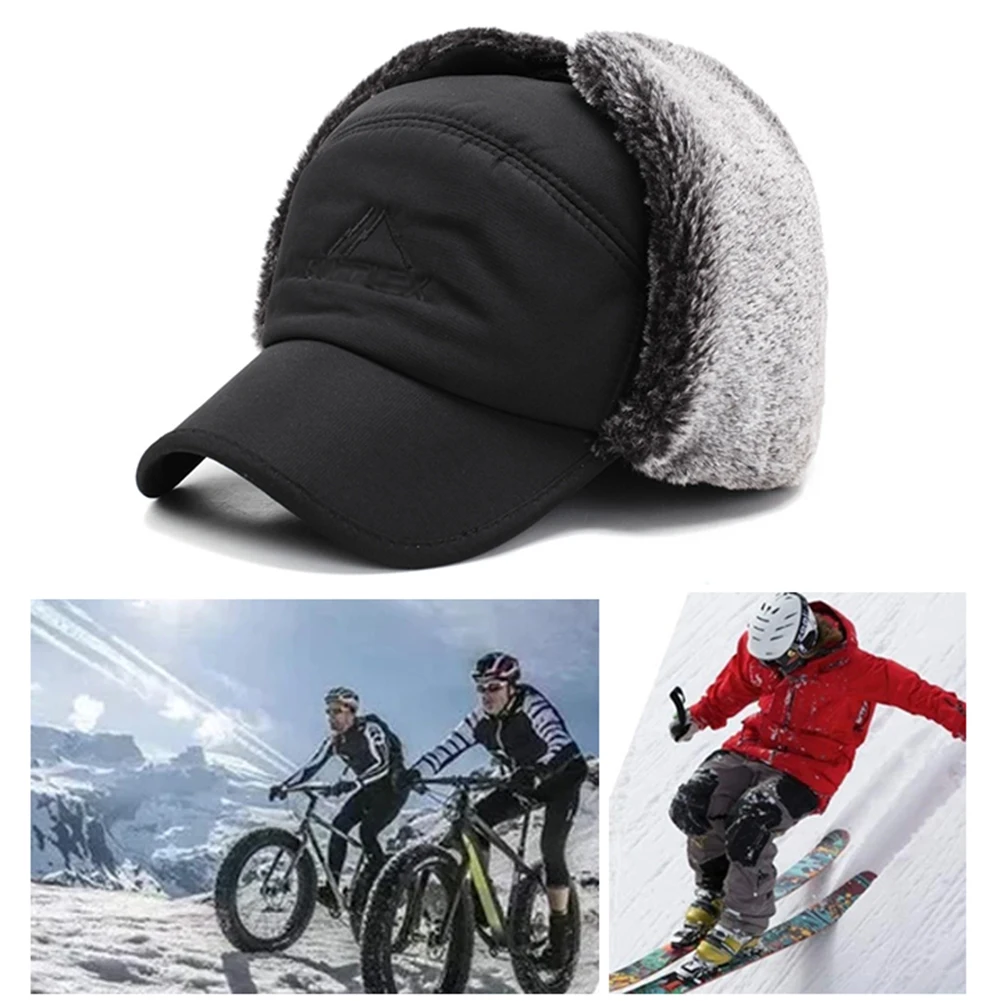 

Unisex Warm Winter Trapper Trooper Hat Mens Faux Fur Bomber Hats with Ear Flap Windproof Mask Snow Ski Hat Hunting Cap New O15