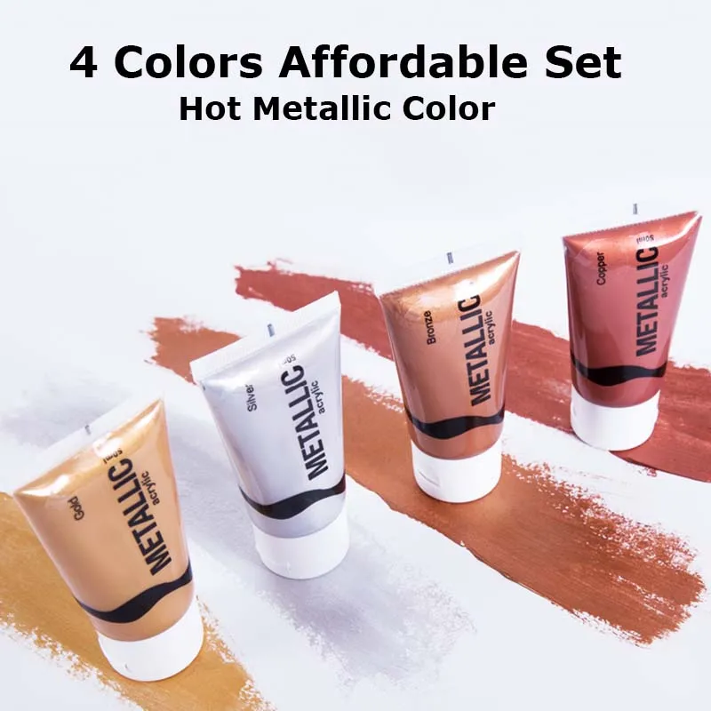 50 мл металлическая цветная акриловая краска для текстильного рисования стены