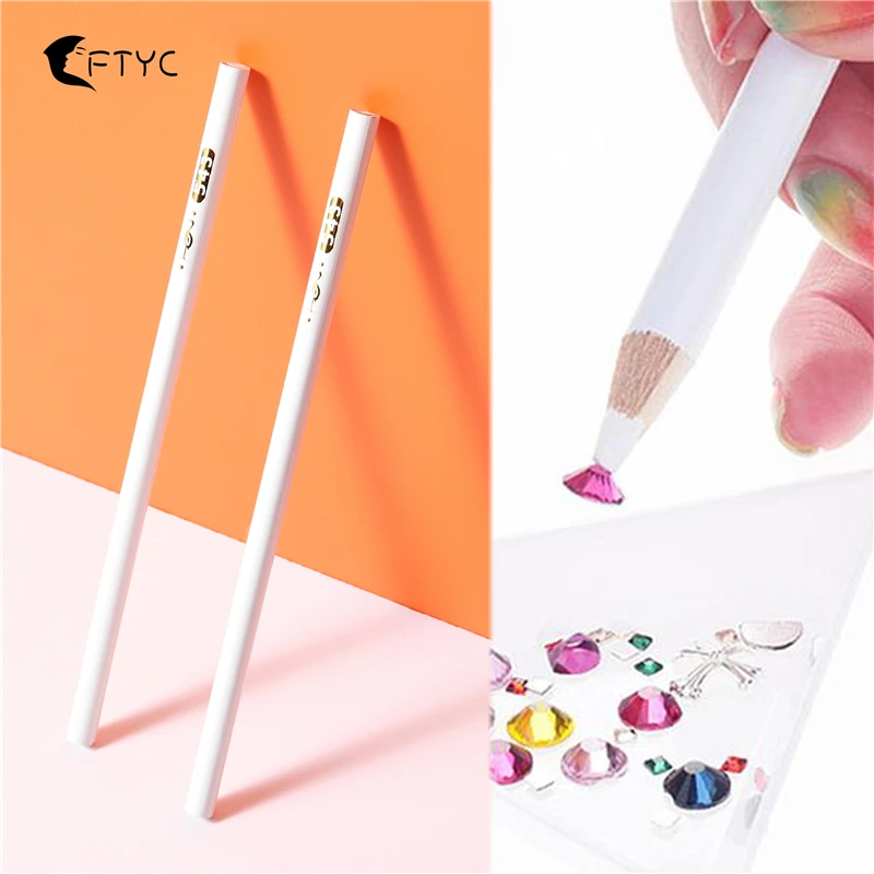 

2pcs Professional Wax Dotting Pencil Nail Art Rhinestone Diamond Crystal Sequins Self-adhesive Picking Up Pen Nail Tools