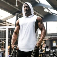 sexy mens gym fitness muscle tank top cotton sleeveless bodybuilding shirt sport workout breathable quick dry hooded vest