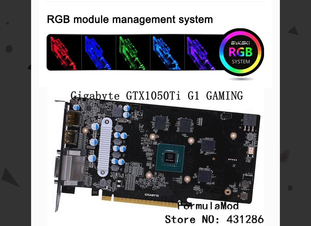 Bykski N-GV1050G1-X, полное покрытие видеокарты водяного охлаждения блок RGB/RBW для Gigabyte GTX1050Ti G1 Gaming, GTX1050 G1 Gaming