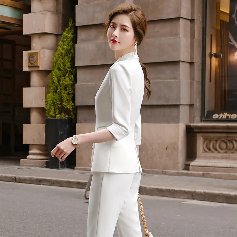 Conjunto de pantalones y chaqueta para mujer, traje de talla grande, conjunto con americana, ropa profesional, 2021