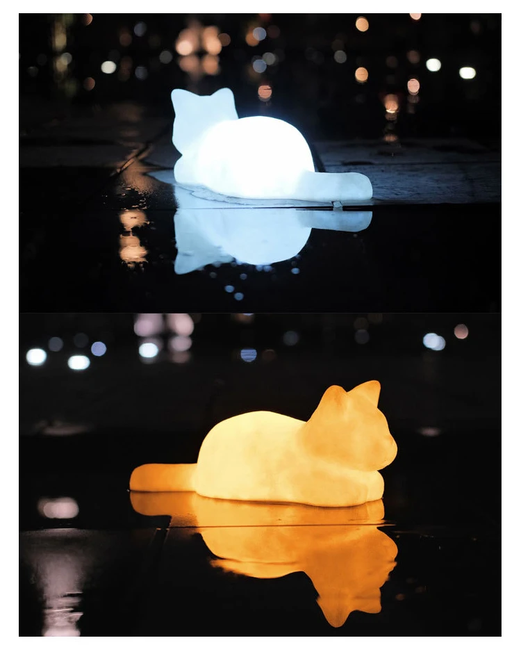 Cute Kawaii Cat Night Light Battery Powered Lamp Elf White Kitten Princess Bedroom Decoration Warm Heart Valentine's Day Gifts (art.: 3920baadff997) - 3920baadff997