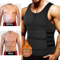 sauna vest for men hot neoprene sweat vest waist trainer tank top body shaper zipper corset compression workout shirt fat burn
